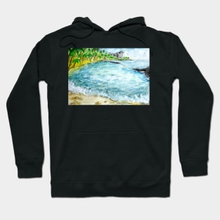 Honolulu, Hawaii Watercolor Painting Hoodie